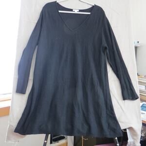 J. Jill Black V-Neck Tunic  XL Tall Silk Blend Long Sleeve